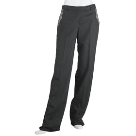 Blumarine Women's Embroidered Wool Pant, Charcoal