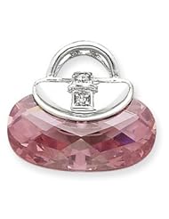 Sterling Silver Pink CZ Purse Pendant QC4227"