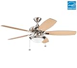 IMAGE OF Kichler Lighting 300016BSS Canfield Select 52-Inch Ceiling Fan with Cased Opal Glass Shade, Brushed Stainless Steel