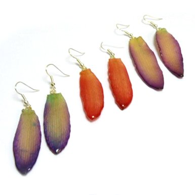 Large Orchid Petal Earrings (Assorted Colours)||RF10F