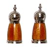 Decorative Salt & Pepper Shakers with Caramel Resin Inlay Sides