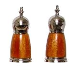 Decorative Salt & Pepper Shakers with Caramel Resin Inlay Sides