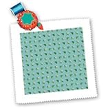 IMAGE OF Pink green floral pattern on blue green background - 10x10 Quilt Square