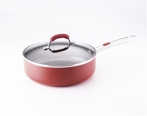 Farberware Accents 4-Quart Covered Deep Jumbo Fry Pan, Red