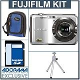 Fujifilm FinePix AX200 Digital Camera Kit, - Silver - with 4GB SD Memory Card, Camera Case , Table Top Tripod,