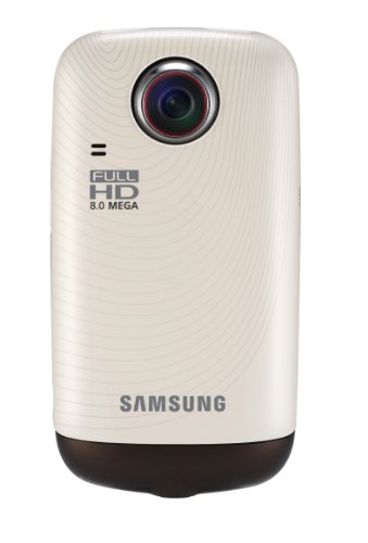 Samsung HMX-E10 High Definition Pocket-Camcorder (HD, 1920×1080 25p, 1-fach opt. Zoom, 6,85 cm (2,7 Zoll) Display) weiß