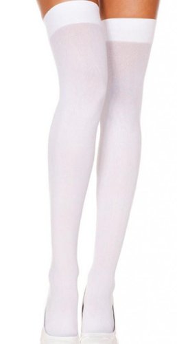 AM Landen®White Ladies' Thigh High/Over Knee High Solid Opaque Socks