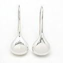 Classic Smooth Puffed Teardrop Sterling Silver Hook Earrings