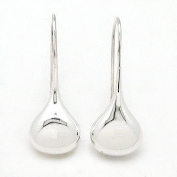 Classic Smooth Puffed Teardrop Sterling Silver Hook Earrings