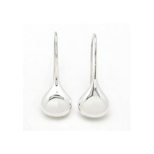 Classic Smooth Puffed Teardrop Sterling Silver Hook Earrings