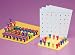 Easy Grip Pegs/Boards 30 Standard Pegs and 25-Hole Board Colorful 1.875' high (5cm) knob-shaped plastic pegs are easy to grasp and stack. Jumbo pegs provide easier manipulation. 25-hole rubber-like board (8.375' x 8.375' x 3/8 ) (21 x 21 x 1cm) is durable and flexible, allowing pegs to sit firmly. Product photo may not exactly match the product offered for sale. Please refer to the product description.