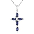 14K White Gold and Sapphire Cross Pendant