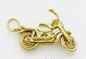 14kt Solid Yellow Gold Motorcycle Charm with Turning Front Wheel -A4868