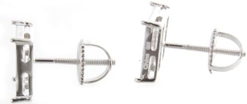 Sterling Silver White CZ Stones Square Shape Stud Men's Earrings (9 Millimeters)