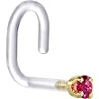 18 Gauge 1/4" Yellow Gold 1.5mm Red Cubic Zirconia Bioplast Nose Ring