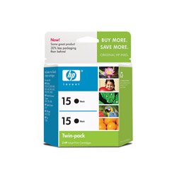 Electronics: HP No. 15 Black Ink Cartridge Twin Pack C6653BN