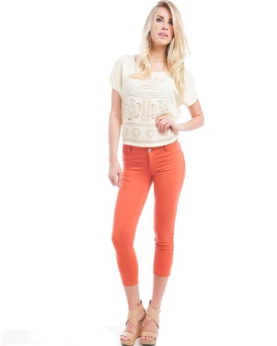 Stanzino Women's Stretch Summer Capri Pants coral L Stanzino Women's Stretch Summer Capri Pants coral L
