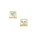 14K Yellow Gold 3 MM Square Shaped Cubic Zirconia Children's Earring Studs