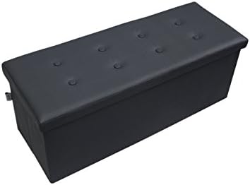 Ointime Storage Strong and Sturdy Ottoman Bench Faux Leather Foldable Waterproof Quick and Easy Assembly Darkgrey Footstool 39x15x15'' Toy and Shoe Chest Versatial Space-Saving