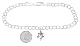 Silver Small Registered Nurse Caduceus on 4 Millimeter Charm Bracelet