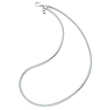 European Sterling Silver Lobster Clasp 17" Inches Snake Chain Elegant Necklace for Your Story Bead Charms, Fully Interchangeble for Pandora, Chamilia, Troll, Biagi, Murano Glass Beads. Happy Birthday, Mother's Day, Holidays, Easter, Bridesmaids,..etc.