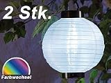 Lunartec LED-Solar-Laterne mit weißem Licht & Farbwechlser, 2er-Set