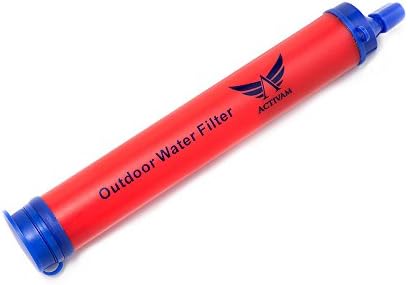 Outdoor Water Filter Straw in Blue, Camouflage and Red (Red) with 50% OFF Discount Coupon Code in description!