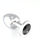 Produkt-Bild: Buttplug Anal Dildo Zapfen Schwarz &Oslash; :40mm intim Schmuck, massiv Metall Edelstahl mit Schwarzem Kristal (unisex) , mit samt deco Box