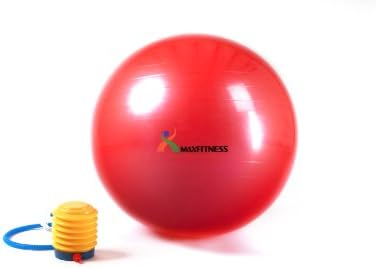 Max Fitness Exercise Ball with Foot Pump, 55cm, Cherry Red
