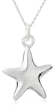 Silver 10mm Plain Star Pendant & 16 Curb Chain