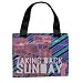 Bio World TAKING BACK SUNDAY STRIPES AND STACKS PRINT LADIES BLACK TOTE