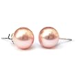 HinsonGayle AAA Round 8.5-9.0mm Naturally Pink Cultured Pearl Stud Earrings (14K White Gold)