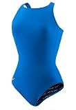 Speedo Women's Speedo Women'S Aquatic Lycra Blend High Neck With Core Stabilizer Swimsuit,Azure Blue,14