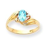 14k .03ct Diamond & Blue Topaz BirthStone Ring