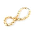 Single Strand 18 Inch 14MM Golden Color Shell Pearl Necklace