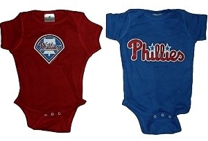 MLB Newborn Baby Creeper Home and Away Sets Made In The USA (0-6 Months, Philadelphia Phillies)