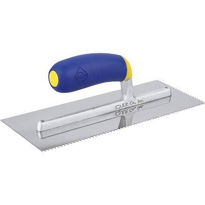 Q.E.P. 3/16in. x 5/32in. V Mega Grip Stainless Steel Notched Trowel