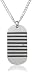 SEVEN (London) Silver Brushed Oxidised Stripes Diamond Pendant + 20'' Curb Chain Necklace