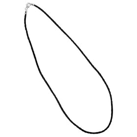 WKNK015-16 .925 Sterling Silver Black Silky Rope Cord Necklace 2mm Thick Lobster Clasp: Jewelry