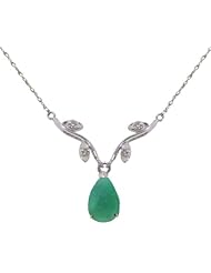 14K Gold Drop Necklace with Genuine Diamonds & pear-shaped Natural Emerald