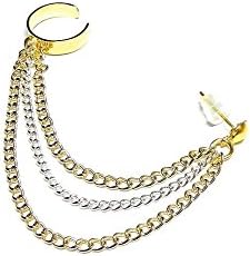Gold and Silver Chain Ear Cuff Earring