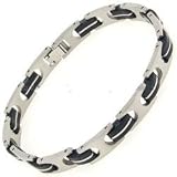 Steelx Brushed Steel and Black Bracelet.a Brushed Steel Bracelet with Black Links. Black Is Back!