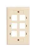 Quest Tech Wallplate 6 Port Almond Icon Tabs Keystone Face Plate