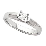 14k White Gold 0.58 ct. Princess Cut Trellis Setting Solitaire Diamond Ring - (H SI1)