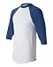 Augusta-Baseball Jersey Raglan 3/4 sleeves~White/Royal~Adult-MD