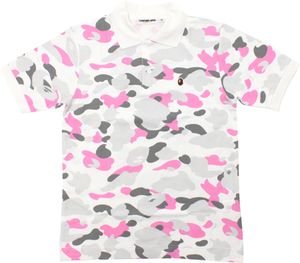 Size【M】A BATHING APE(エイプ) 09AWサル迷彩柄ポロシャツ 金沢カラー【白ピンク灰】【新品】