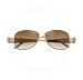 CARTIER SUNGLASSES CLASSIC C DECOR SUNGLASSES DESIGNER FASHION AUTHENTIC UNISEX GOLDEN FINISH/METAL/BEIGE LEATHER FRAME-GRADED BROWN LENSES T8200724