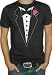 Black Tuxedo with Pink Flower T-Shirts (Men's, Ladies, Kids)