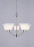 5 Light Chandelier Brushed Nickel Finish with Frosted White Alabaster Glass - Interior