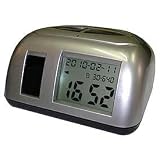 Securix Motion Detection Clock Camera With Cycling Recording and Battery Power Backup with Real Time Stamp, Silver / Black